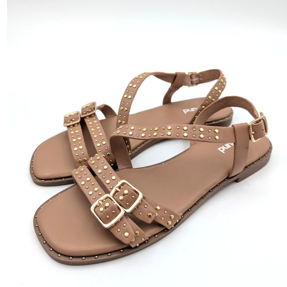 Abound Maryam Studs Flat Sandal Adjustable Strap Women's Tan Size US8.5 EU39
